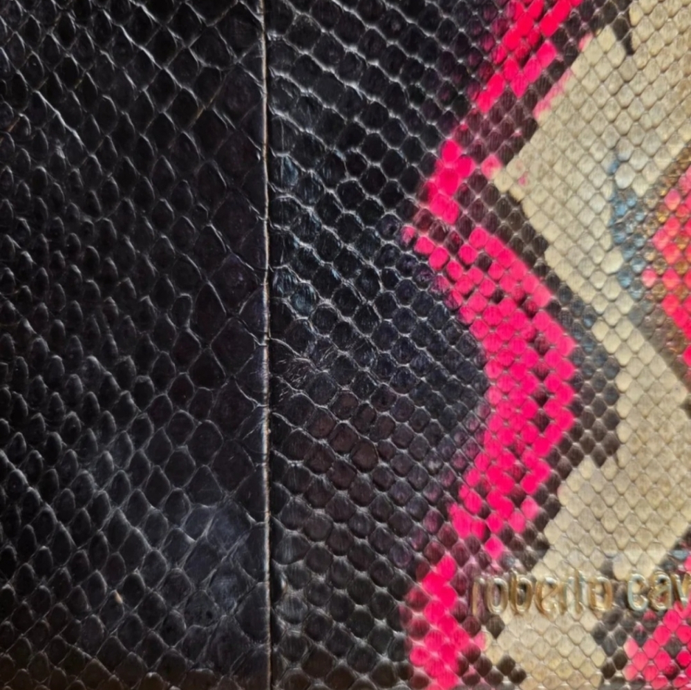 Roberto Cavalli Python-Embossed Leather Bag – Bla… - image 4